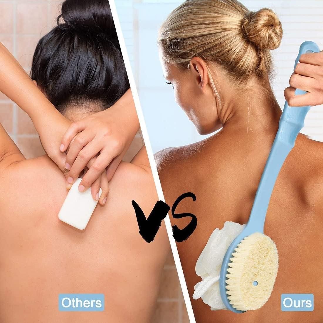 2 IN 1 Bath Body Brush with Soft Loofah and Bristles